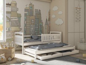 Lano - Otroška postelja z dodatnim ležiščem Galaxy - 80x160 cm - Bela