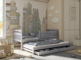 Lano - Otroška postelja z dodatnim ležiščem Galaxy - 80x160 cm - Siva
