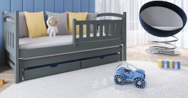 Lano - Otroška postelja z dodatnim ležiščem Galaxy - 80x200 cm - Grafit