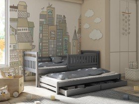 Lano - Otroška postelja z dodatnim ležiščem Galaxy - 90x190 cm - Grafit