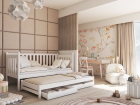 Lano - Otroška postelja z dodatnim ležiščem Kaja - 80x160 cm - bela