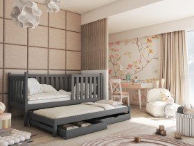 Lano - Otroška postelja z dodatnim ležiščem Kaja - 80x160 cm - Grafit