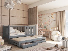 Lano - Otroška postelja z dodatnim ležiščem Kaja - 90x190 cm - Siva