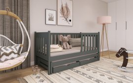 Lano - Otroška postelja z dodatnim ležiščem Kaja - 90x190 cm - Grafit