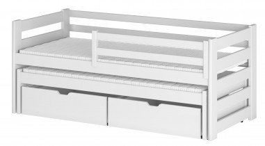 Lano - Otroška postelja z dodatnim ležiščem Kubus - 80x160 cm - Bela