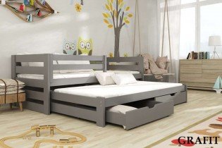 Lano - Otroška postelja z dodatnim ležiščem Kubus - 80x160 cm - Grafit