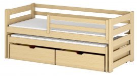 Lano - Otroška postelja z dodatnim ležiščem Kubus - 80x160 cm - Bor