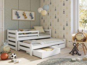 Lano - Otroška postelja z dodatnim ležiščem Kubus - 80x180 cm - Bela