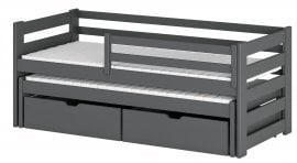 Otroška postelja z dodatnim ležiščem Kubus - 80x200 cm - grafit