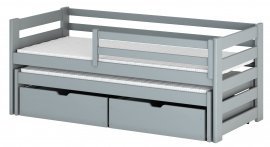 Otroška postelja z dodatnim ležiščem Kubus - 90x200 cm - Siva