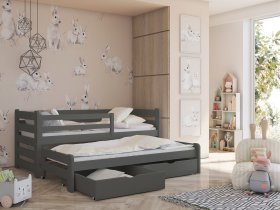 Lano - Otroška postelja z dodatnim ležiščem Senso - 80x160 cm - Grafit