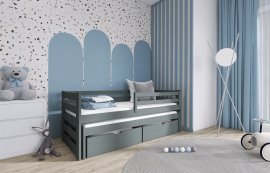Lano - Otroška postelja z dodatnim ležiščem Senso - 80x160 cm - Grafit