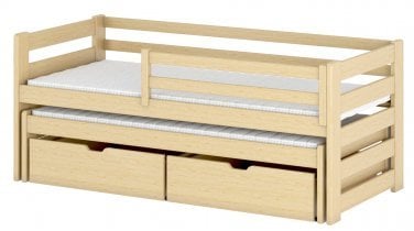 Lano - Otroška postelja z dodatnim ležiščem Senso - 90x190 cm - Bor