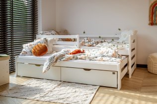 Lano - Otroška postelja z dodatnim ležiščem Senso - 90x200 cm - Bela