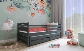 Lano - Otroška postelja z dodatnim ležiščem Tosia - 80x200 cm - Grafit
