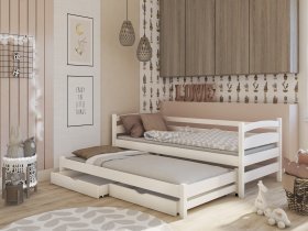 Lano - Otroška postelja z dodatnim ležiščem Tosia - 90x200 cm - Bela