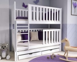 Pograd z dodatnim ležiščem Emilka - 80x200 cm - bel