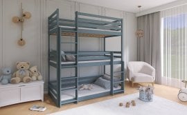 Pograd Ted za 3 otroke - 80x200 cm - siv