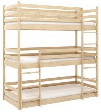 Pograd Ted za 3 otroke - 90x190 cm - bor