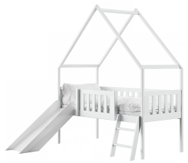 Otroška postelja hiška s toboganom Angel - 80x180 cm - bela