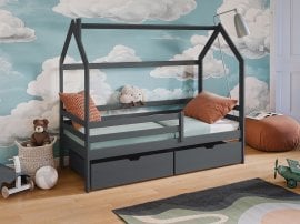 Otroška postelja hiška Lila - 80x180 cm - grafit