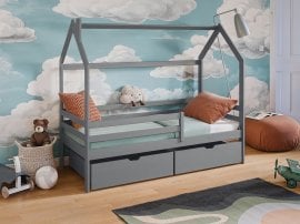 Otroška postelja hiška Lila - 80x200 cm - siva