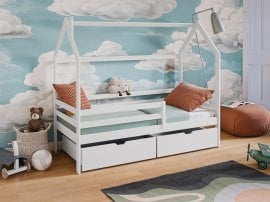 Otroška postelja hiška Lila - 90x200 cm - bela