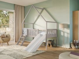 Otroška postelja hiška s toboganom Angel - 80x180 cm - kašmir