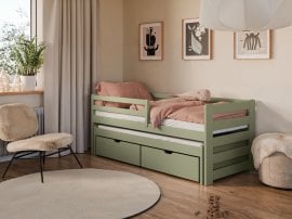 Otroška postelja z dodatnim ležiščem Senso - 80x180 cm - olive