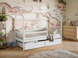 Otroška postelja hiška Oskar - 90x200 cm - bela