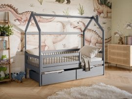 Otroška postelja hiška Oskar - 80x180 cm - siva