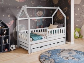 Otroška postelja z dodatnim ležiščem Monkey - 90x200 cm - bela