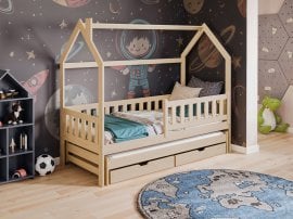Otroška postelja z dodatnim ležiščem Monkey - 80x200 cm - bor