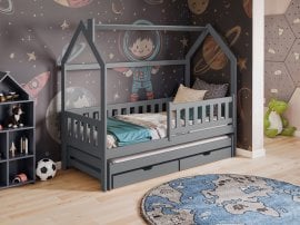 Otroška postelja z dodatnim ležiščem Monkey - 90x190 cm - siva