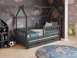Otroška postelja z dodatnim ležiščem Monkey - 90x200 cm - grafit