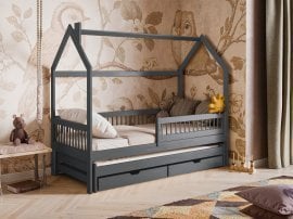 Otroška postelja z dodatnim ležiščem Papi - 80x180 cm - grafit