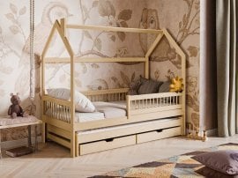 Otroška postelja z dodatnim ležiščem Papi - 90x190 cm - bor