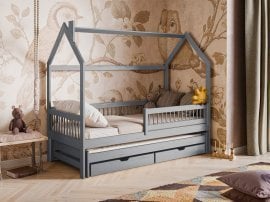 Otroška postelja z dodatnim ležiščem Papi - 90x200 cm - siva