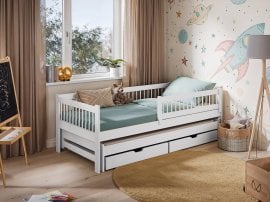 Otroška postelja z dodatnim ležiščem Softi - 90x200 cm - bela