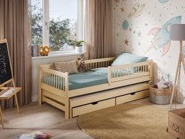 Otroška postelja z dodatnim ležiščem Softi - 80x200 cm - bor