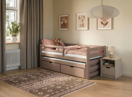 Otroška postelja z dodatnim ležiščem Senso - 80x160 cm - mlečno čokoladna