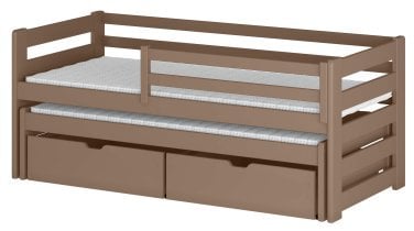 Lano - Otroška postelja z dodatnim ležiščem Senso - 90x190 cm - mlečno čokoladna