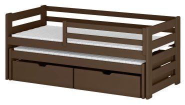 Lano - Otroška postelja z dodatnim ležiščem Senso - 90x200 cm - temno čokoladna