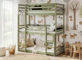 Pograd Ted za 3 otroke - 90x200 cm - olive