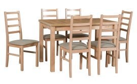 Komplet za jedilnico Miza Max 5 bukev/wotan + 6 stolov Nilo 8 bukev 21B