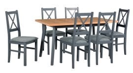 Komplet za jedilnico Miza Oslo 5 grafit/wotan + 6 stolov Nilo 10 grafit 16B