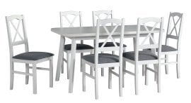 Komplet za jedilnico Oslo 6 bela + 6 stolov Nilo 11 bela 1B