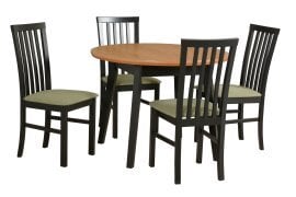 Komplet za jedilnico Oslo 4 črna/hrast + 6 stolov Milano 1 črna 12B
