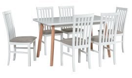 Komplet za jedilnico Oslo 8 bela/bukev + 6 stolov Milano 1 bela 3B