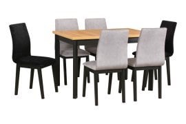 Komplet za jedilnico Max 5P črna/grandson + 6 stolov Luna 1 črna